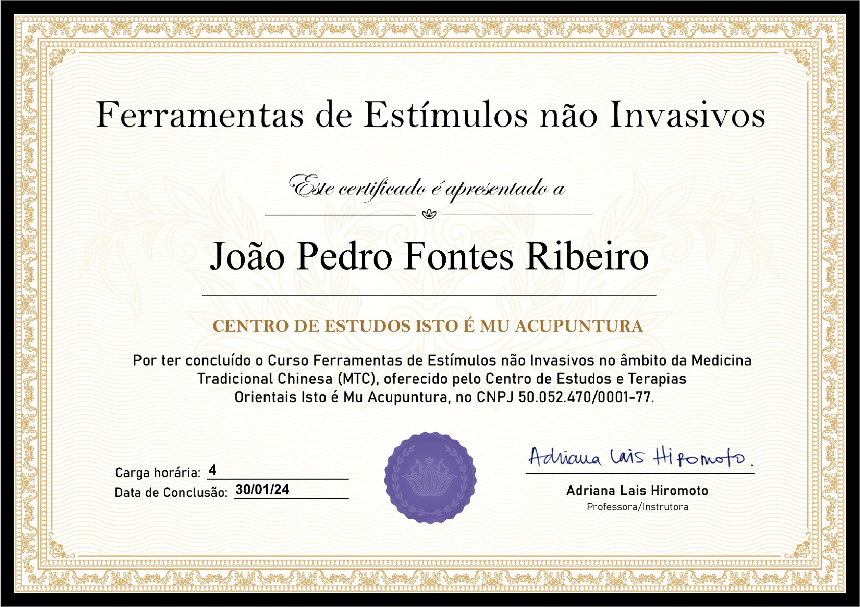 Certificado Estímulos Não Invasivos